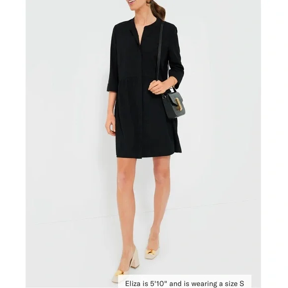 TUCKERNUCK Black Stretch Crepe Royal Shirt Dress - Picture 2 of 12